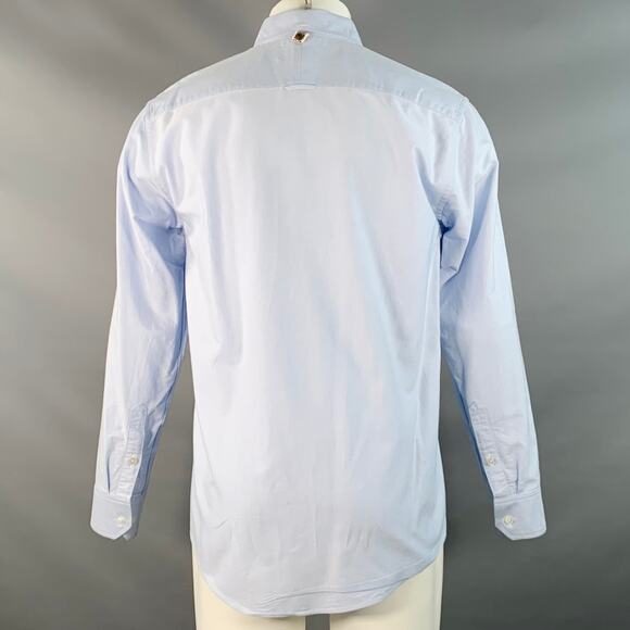 VISVIM Size M Blue Cream Contrast Trim Cotton One Pocket Long Sleeve Shirt - Picture 4 of 7